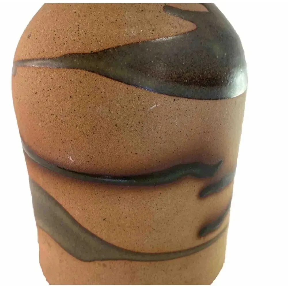 Vtg Alfadom Stoneware Vase Drip Glaze Signed Dominican Studio Pottery Earth Tone